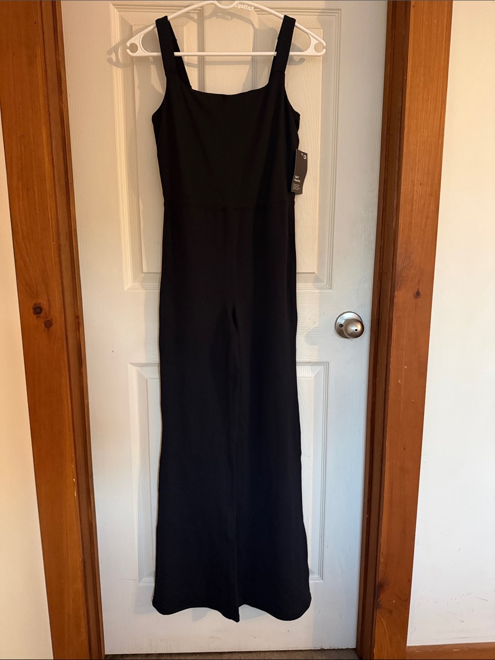 NWT Black Flared Leg Jumpsuit with Square Neck